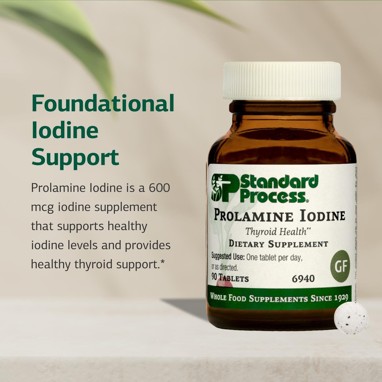 Standard Process Inc. etiqueta legible con información de yodo 600 mcg