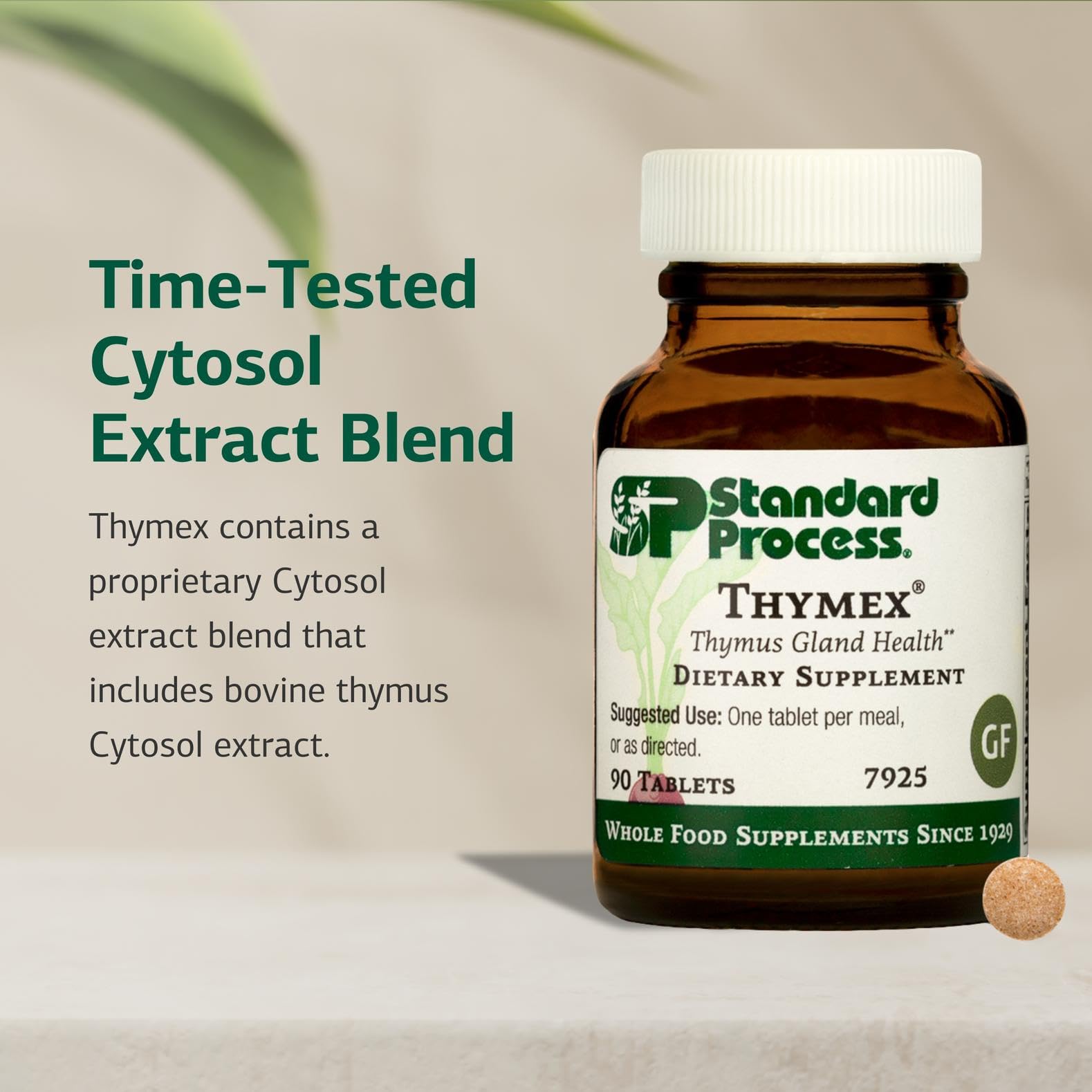 Standard Process Thymex etiqueta legible con información de ingredientes y confianza