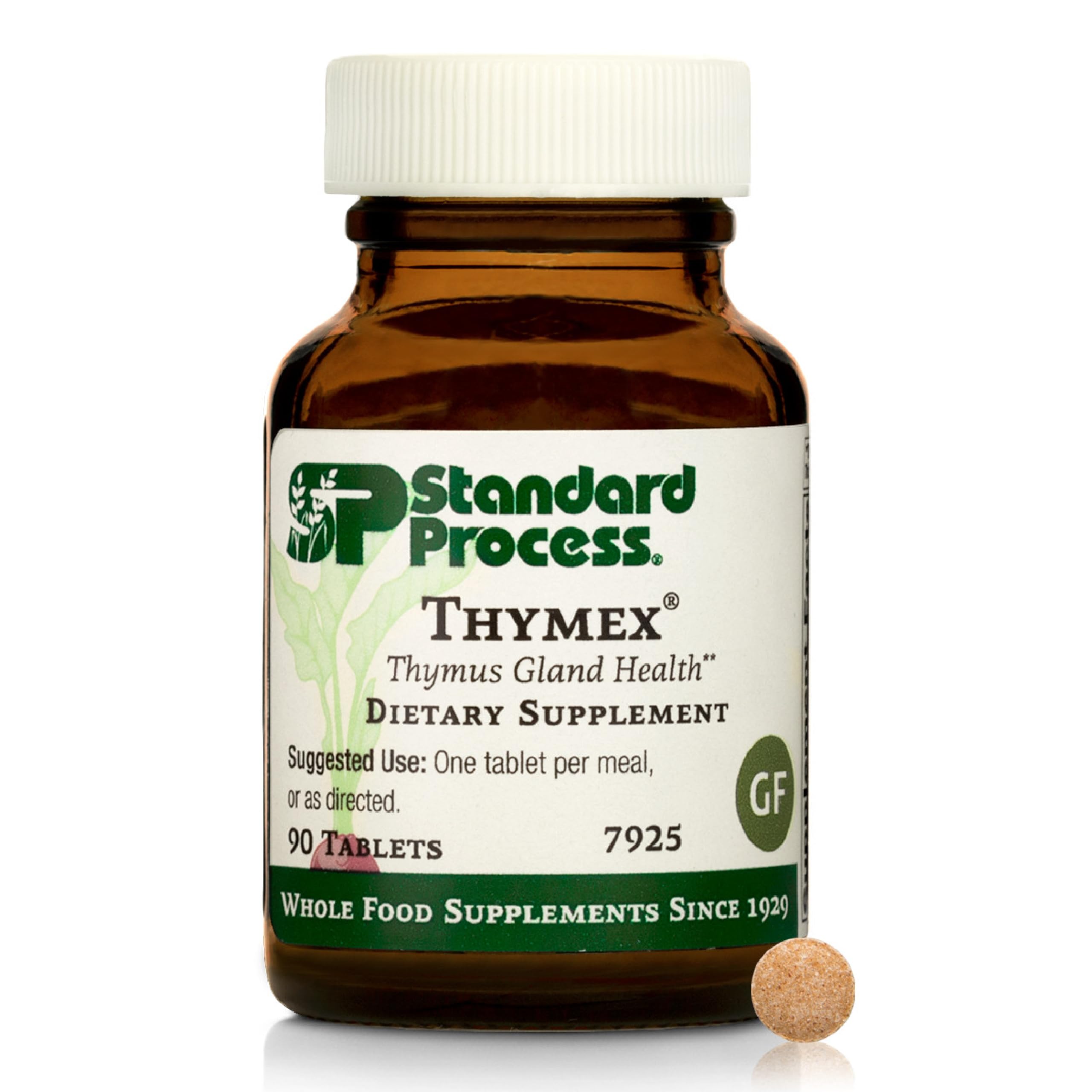 Standard Process Thymex vista frontal del envase y beneficio de claridad informativa
