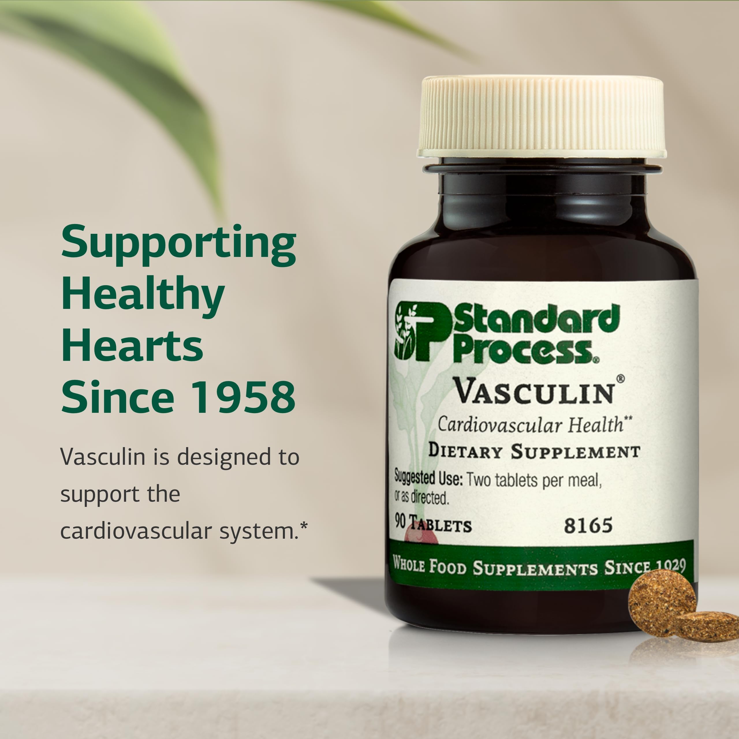 Standard Process Vasculin botella abierta con tabletas para 45 porciones