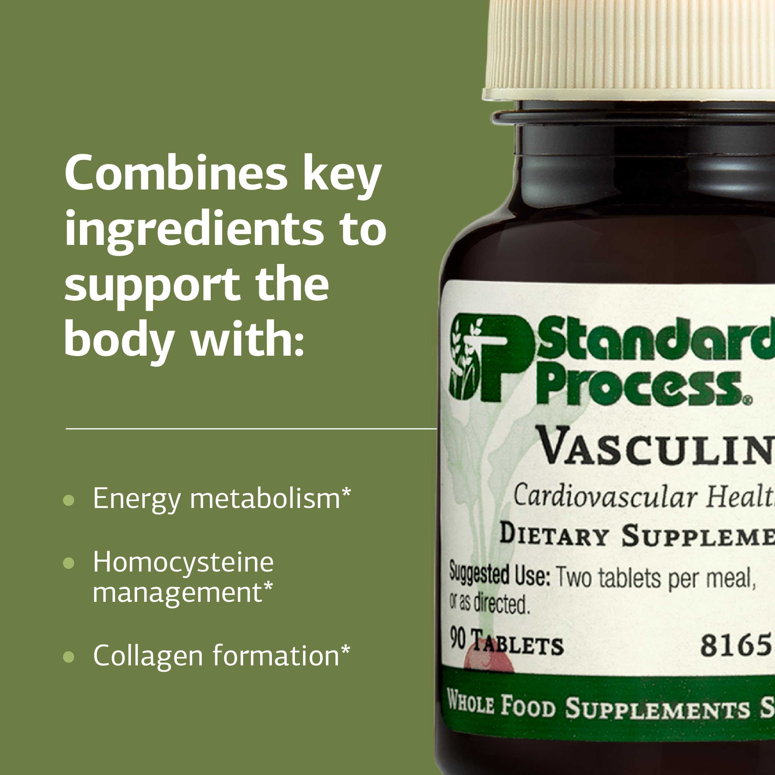 Standard Process Vasculin porción servida para ilustrar dosis recomendada