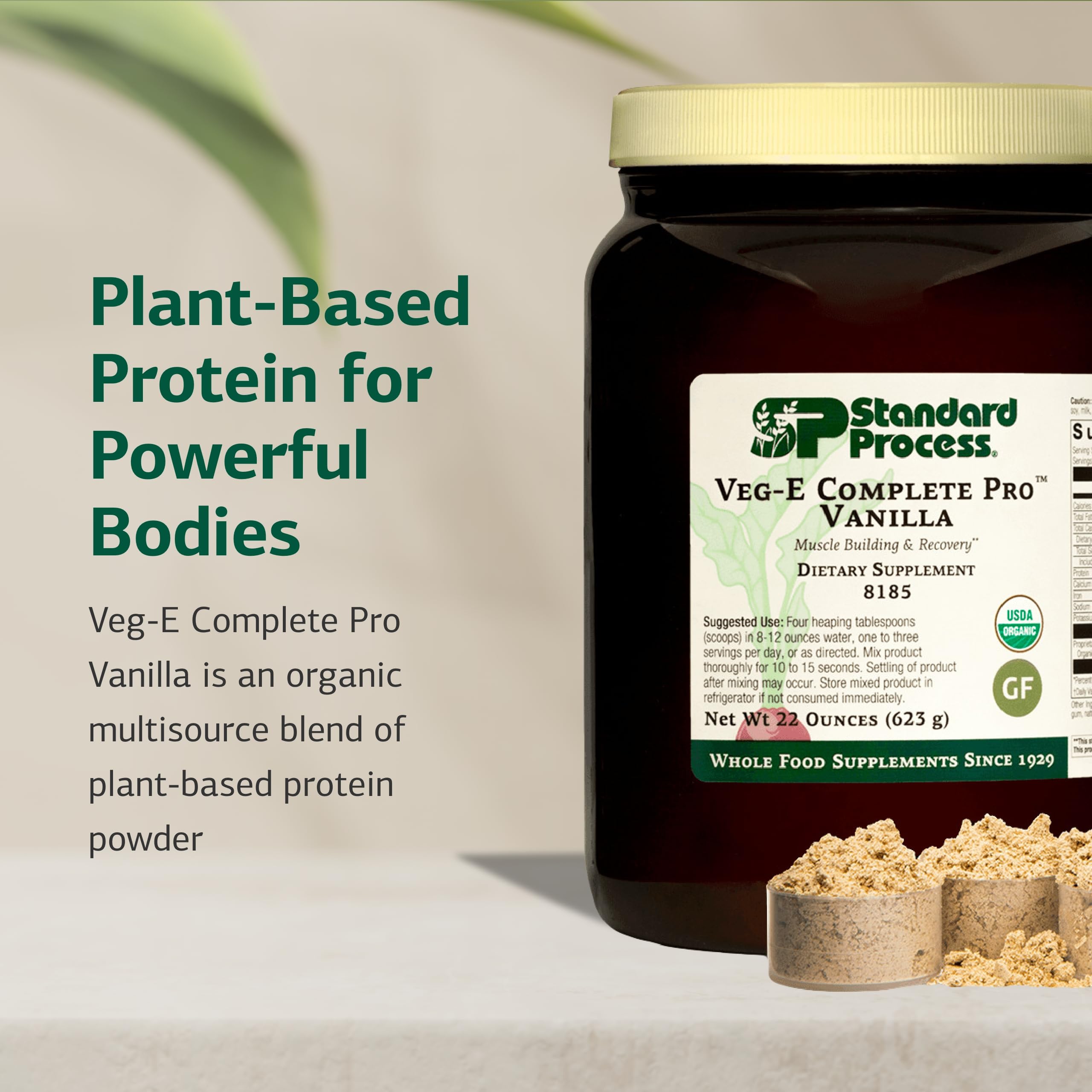 Standard Process batido en vaso, beneficio recuperación muscular vegetal