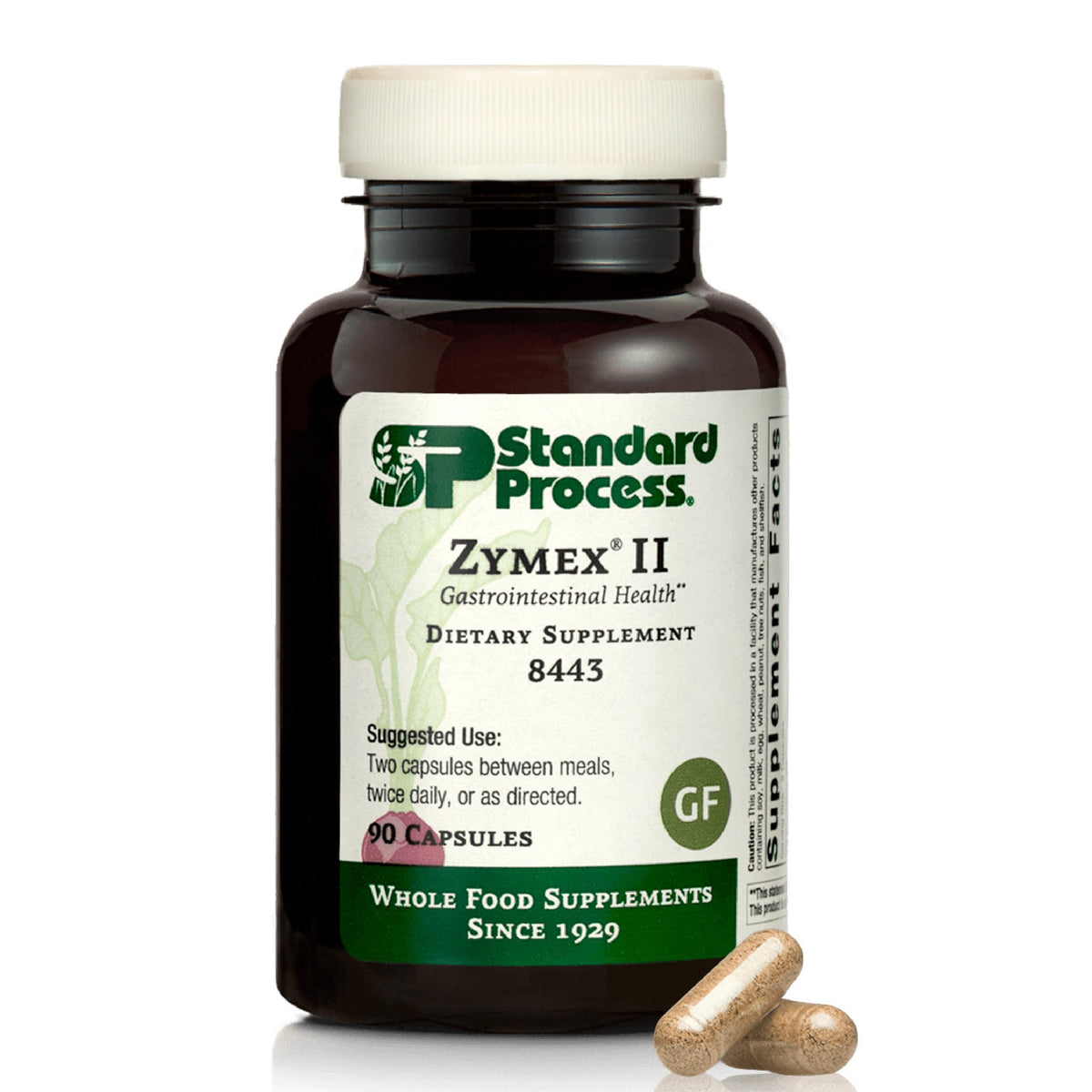 Standard Process Zymex II frasco frontal muestra cápsulas y claridad de uso