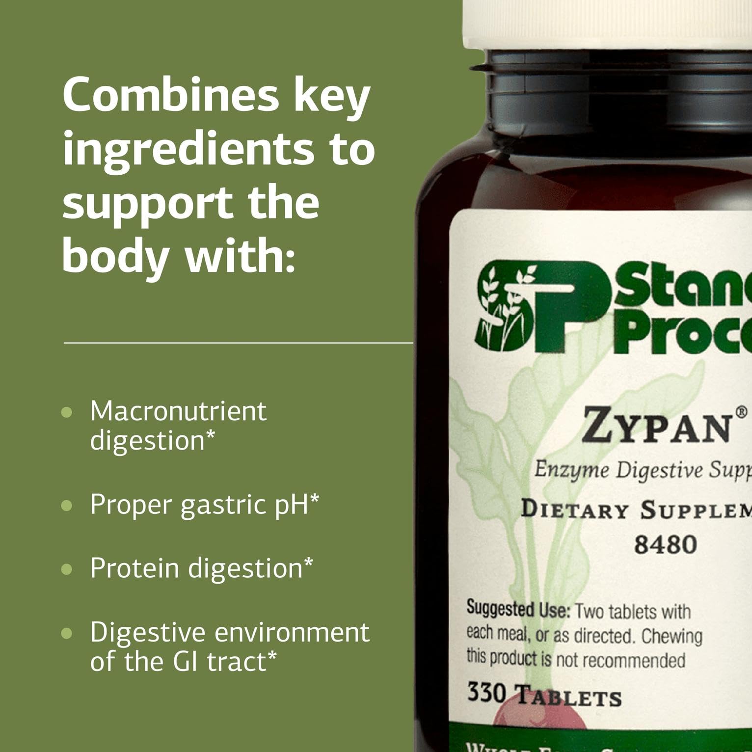 Standard Process Inc. suplemento junto a un plato para mejorar digestión tras comidas