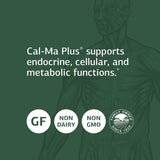 Standard Process Inc. Cal-Ma Plus junto a alimentos ricos en calcio para contexto