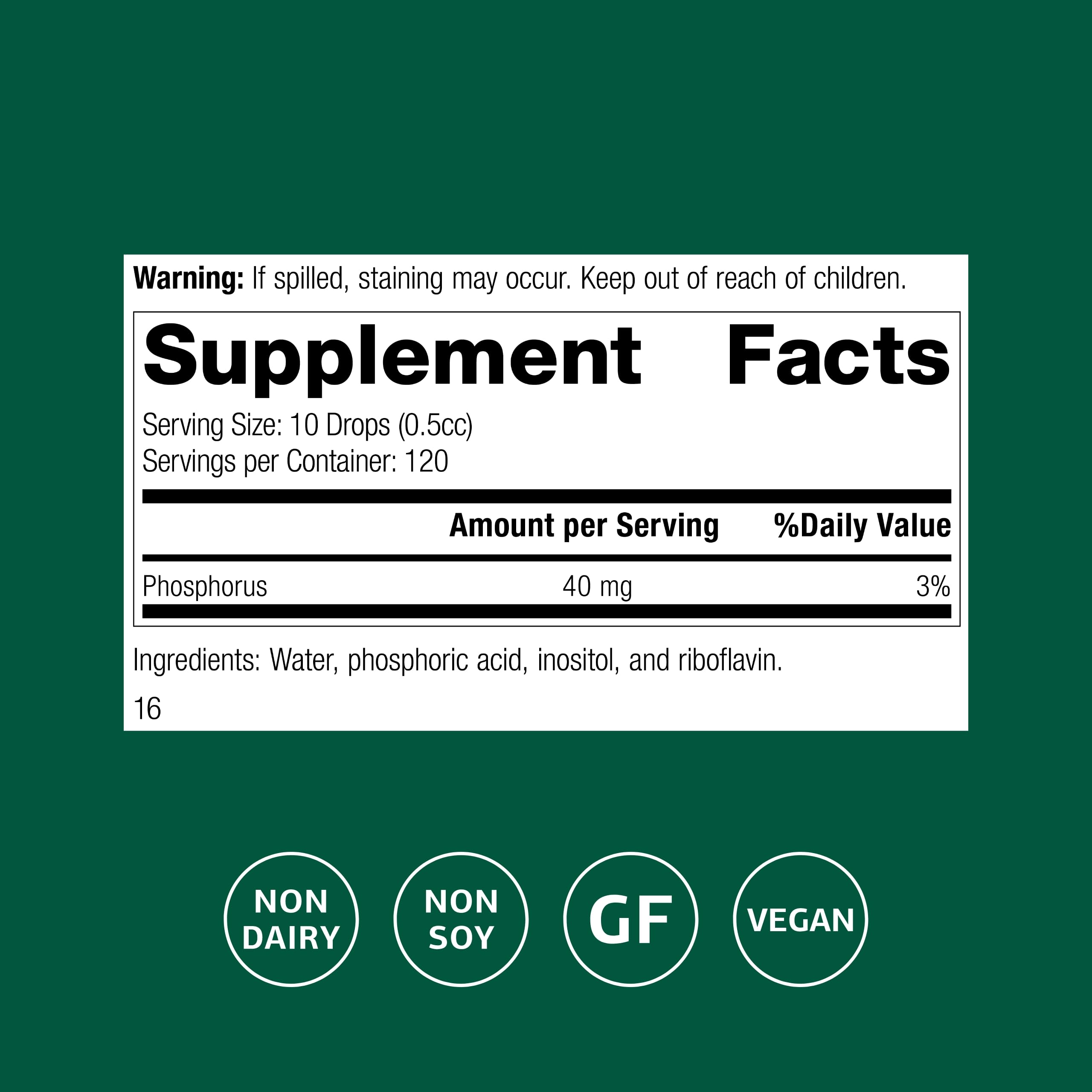 Standard Process etiqueta Phosfood detalle con instrucciones claras