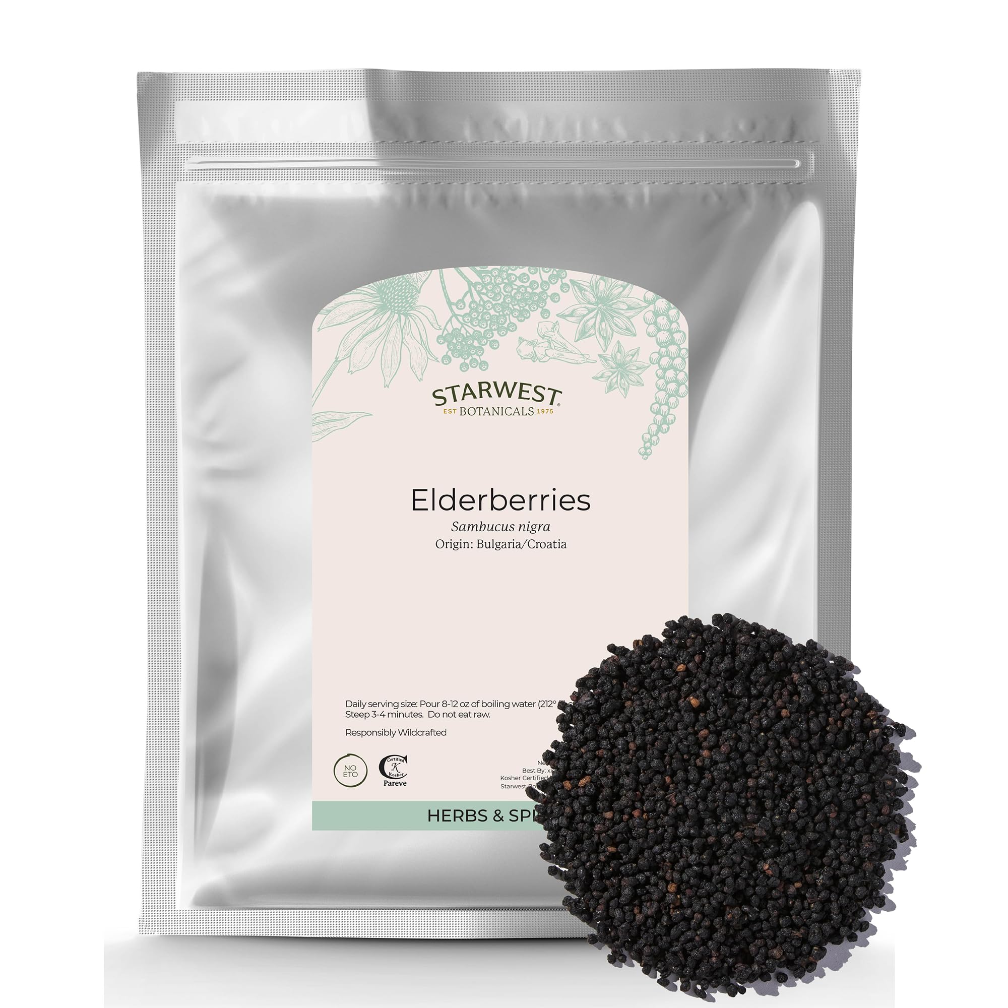 Starwest Botanicals bolsa frontal con bayas enteras, presentación a granel y fácil almacenamiento