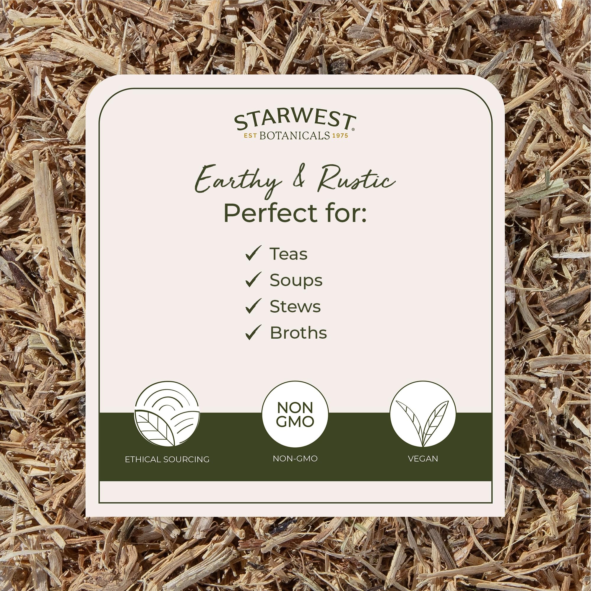 Starwest Botanicals infusión de raíz de ortiga en taza, sabor terroso realzado