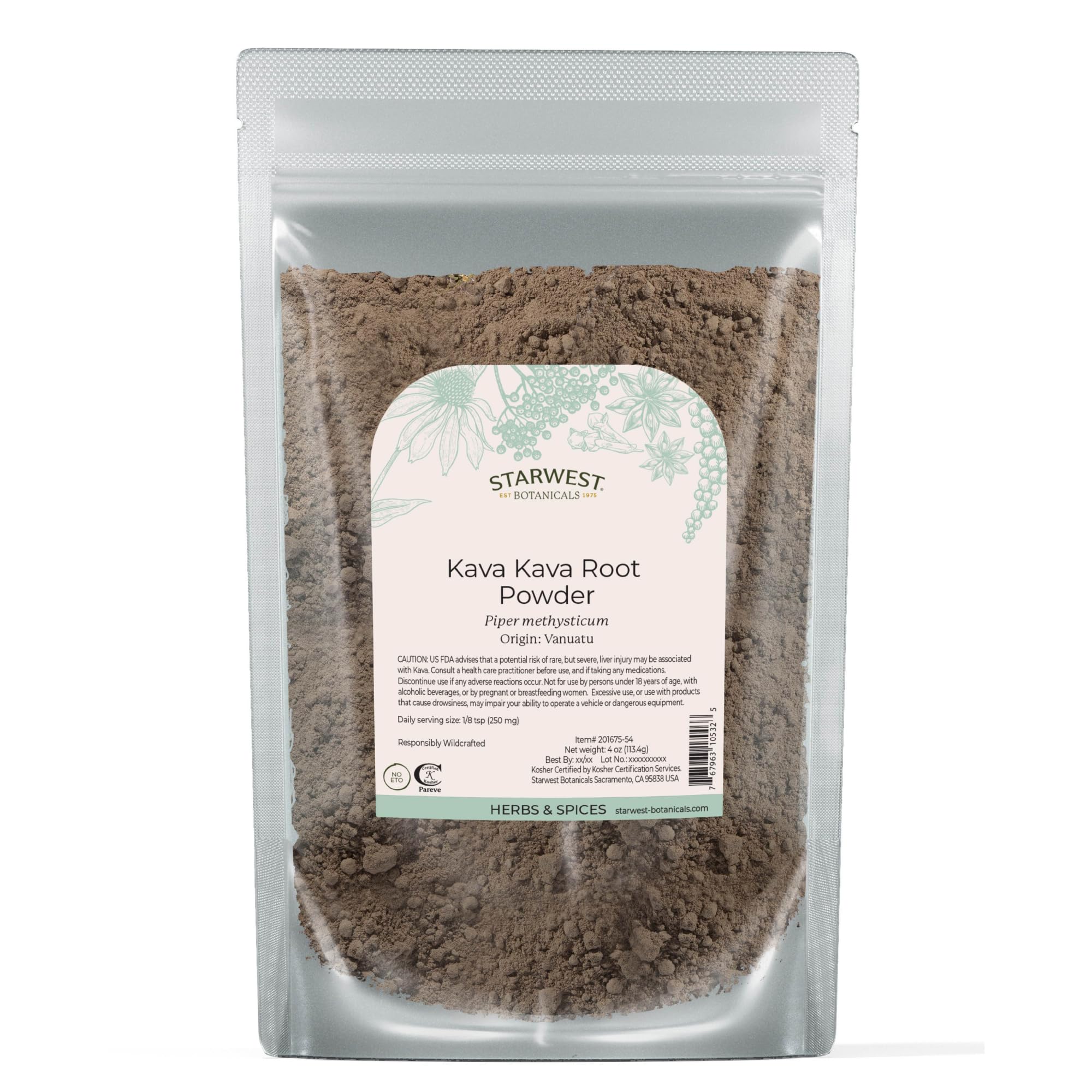 Starwest Botanicals bolsa frontal mostrando el sello y la presentación clara