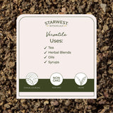 Starwest Botanicals mano sosteniendo hojas para visualizar cantidad práctica
