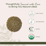 Starwest Botanicals orégano en cuchara para comparar tamaño de hojas Beneficio: dosificación fácil
