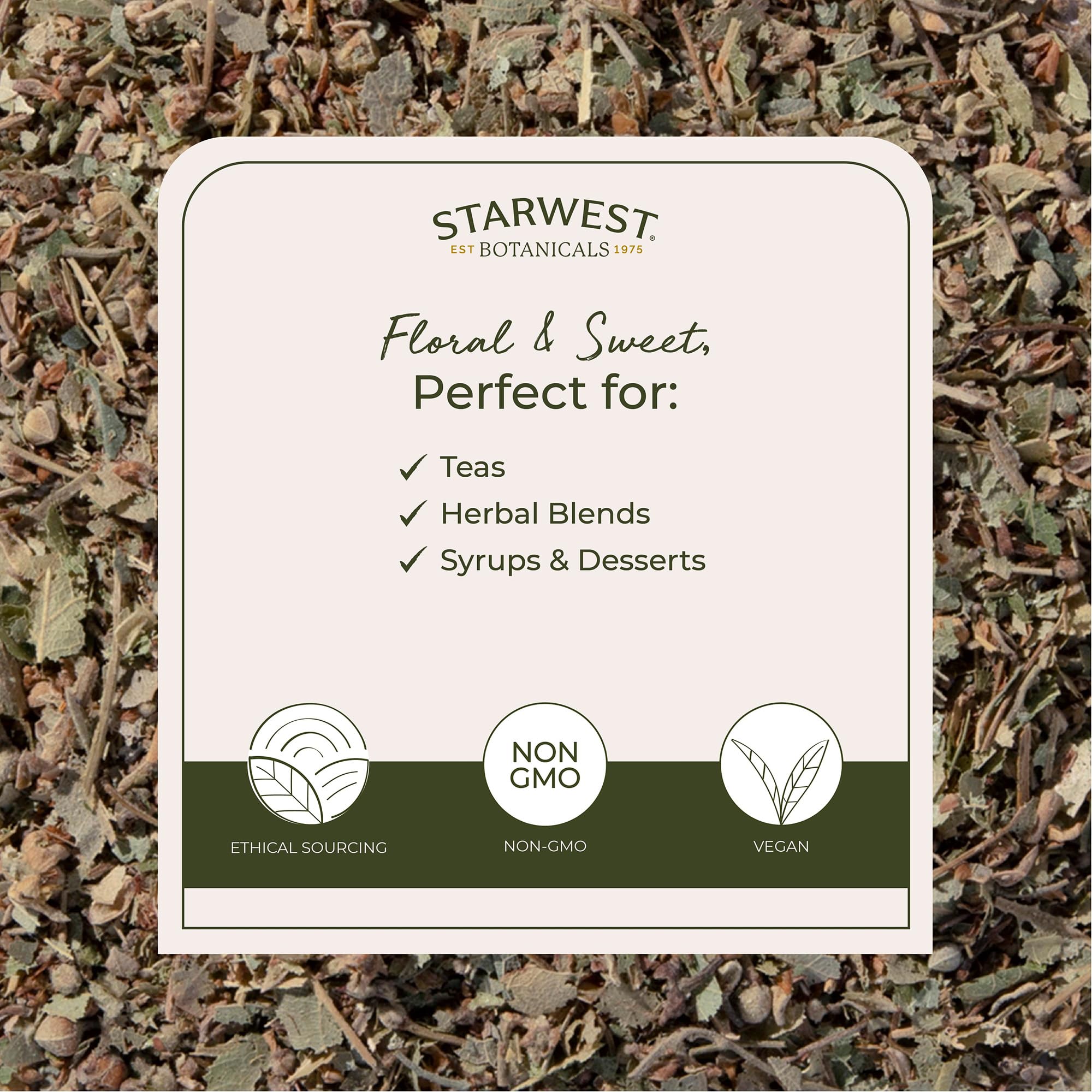Starwest Botanicals infusión de tilo en taza resaltando aroma floral y aspecto reconfortante