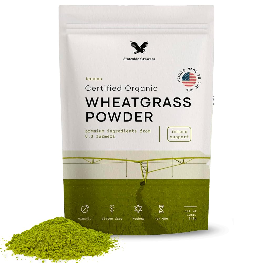 Stateside Growers envase frontal mostrando 12 oz y beneficio de ingredientes orgánicos