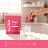 Stay-Well Naturals fibra psyllium y fenogreco en primer plano que sugiere soporte digestivo