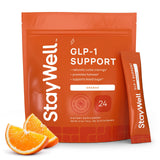 Stay-Well Naturals envase frontal naranja mostrando la marca y beneficios