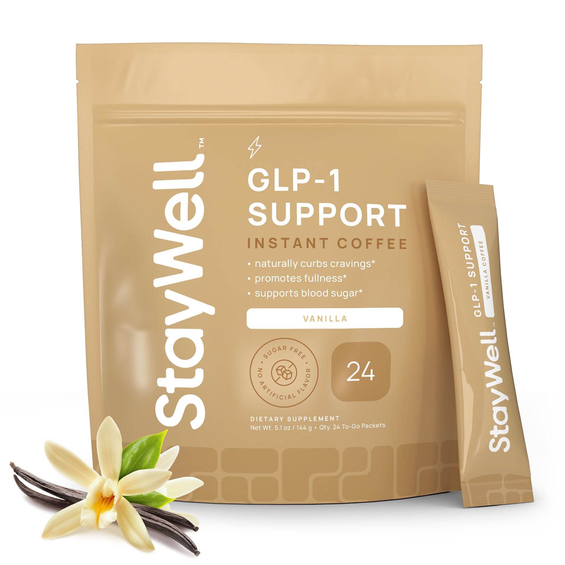 Stay-Well Naturals envase frontal mostrando la marca y beneficio funcional