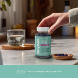Comparación de tamaño del frasco y gominolas, Stay-Well Naturals, dosificación visual clara
