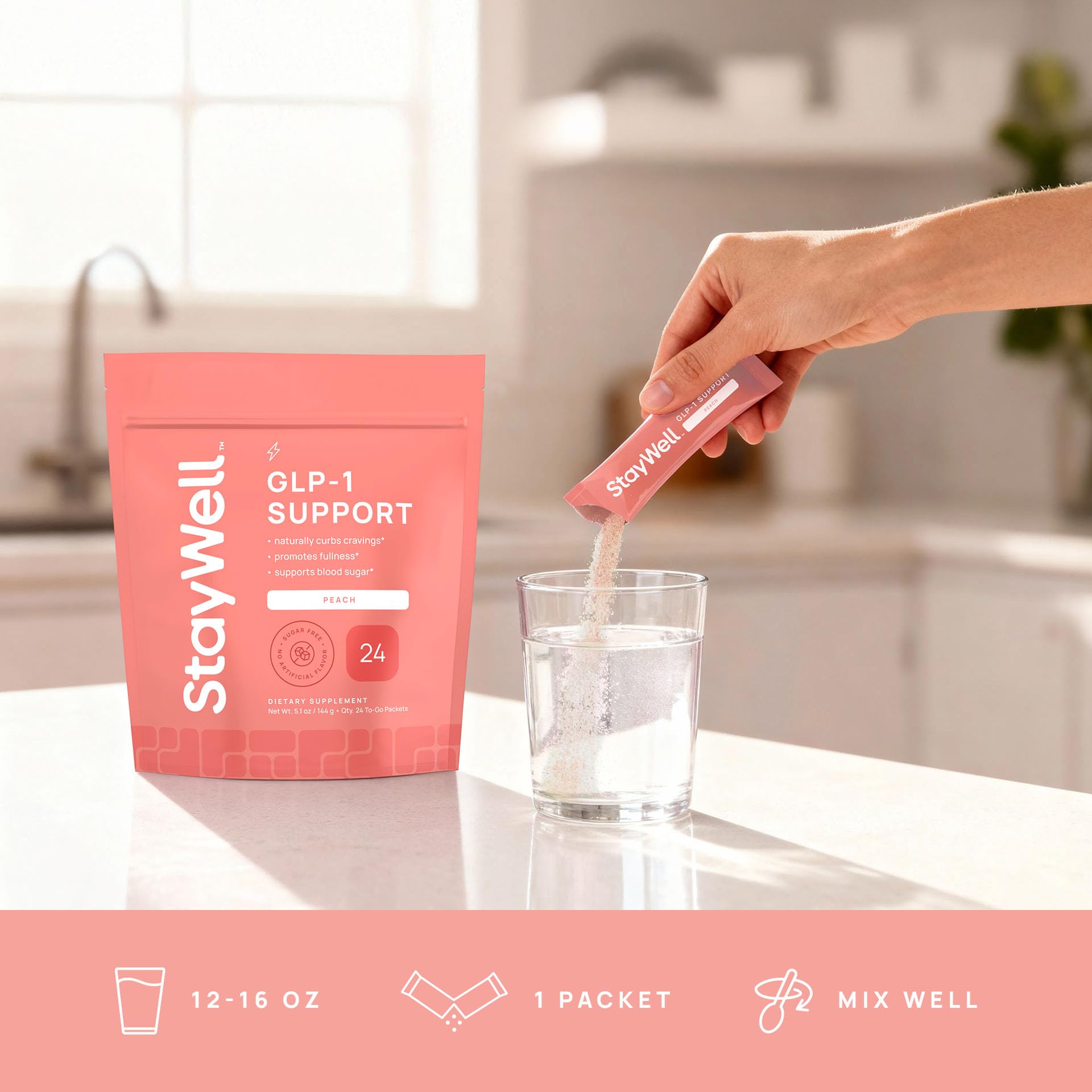 stay-well-naturals persona disfrutando bebida en desayuno saludable, integración diaria
