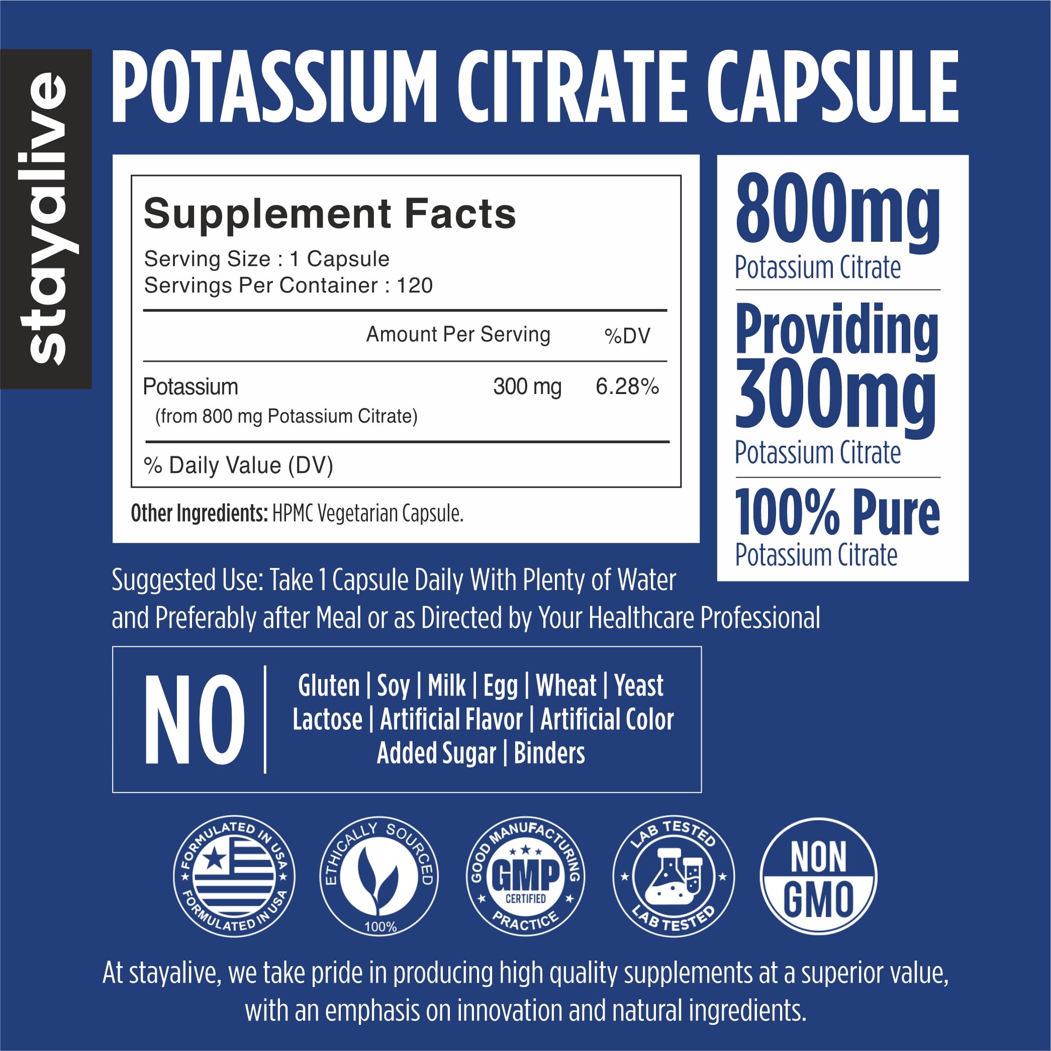 STAYALIVE detalle de cápsulas vegetales para fácil digestión y pureza