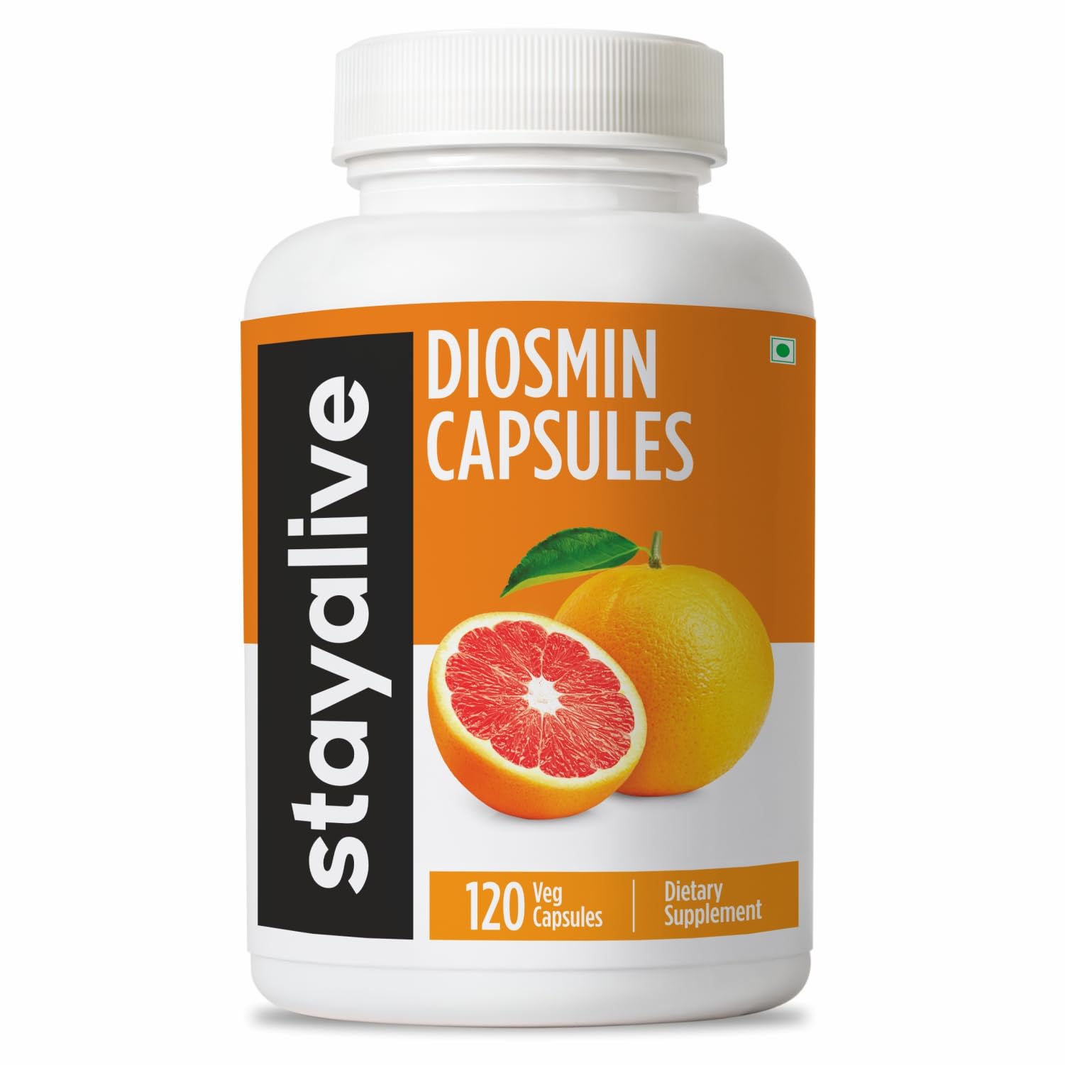 STAYALIVE frasco frontal mostrando etiqueta clara y beneficio de pureza