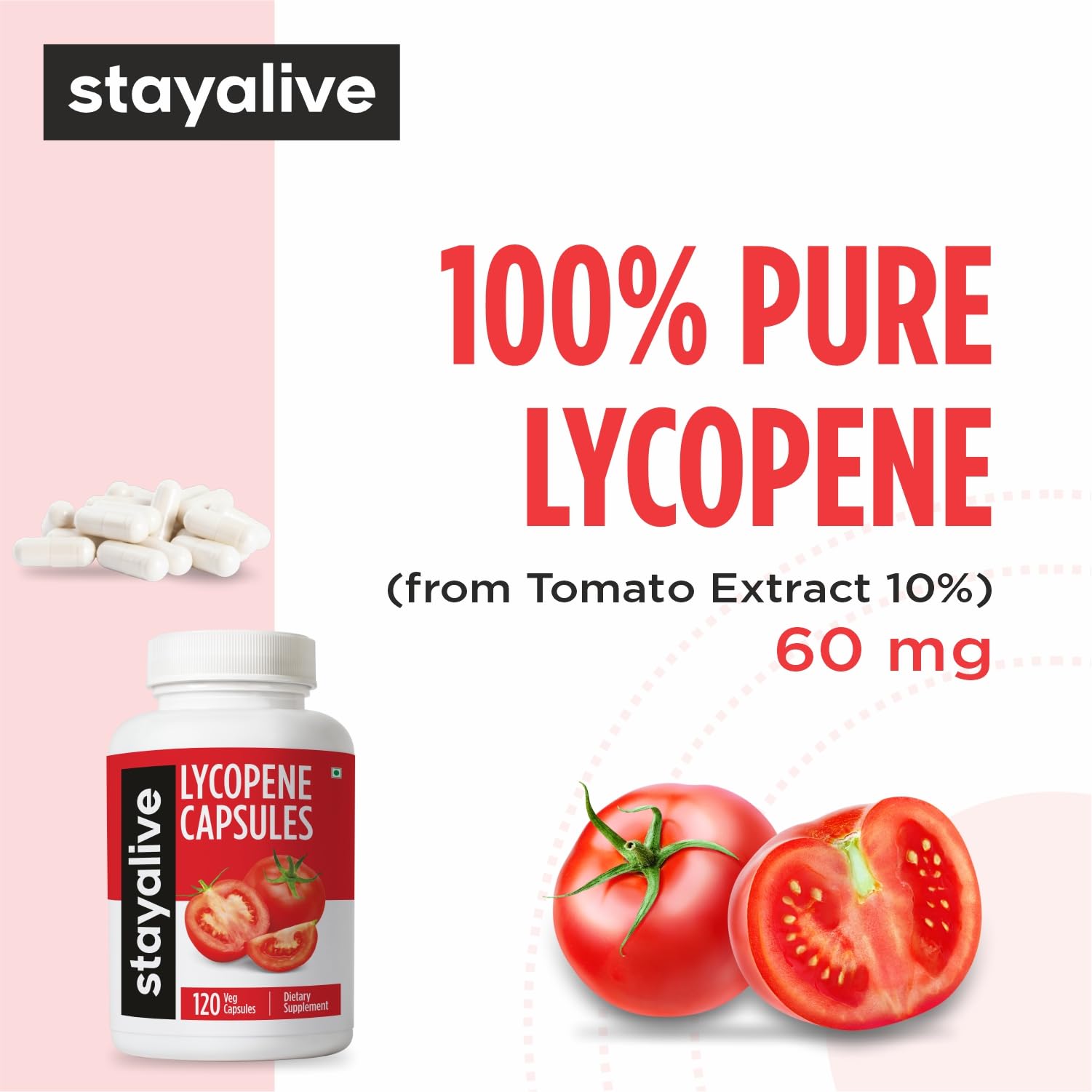 STAYALIVE polvo de extracto de tomate en cuchara mostrando origen natural