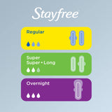 Stayfree alas adhesivas en detalle para mantener la toalla fija