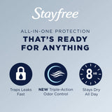Stayfree toalla en uso durante actividad para protección sin filtros