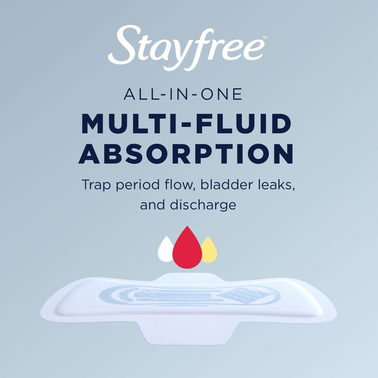 Stayfree perfil del paquete que indica delgadez y portabilidad