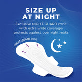 Stayfree detalle de la zona Night Guard con cobertura amplia