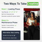 SteelFit Creapure comparado con mano para mostrar tamaño y porciones convenientes