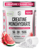 SteelFit envase frontal con Creapure sabor Watermelon y claridad de marca