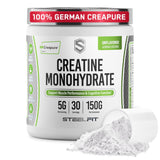 SteelFit Creapure frente del envase mostrando diseño y cantidad beneficioso