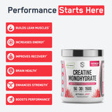SteelFit primer plano del polvo Creapure mostrando textura fina y pureza