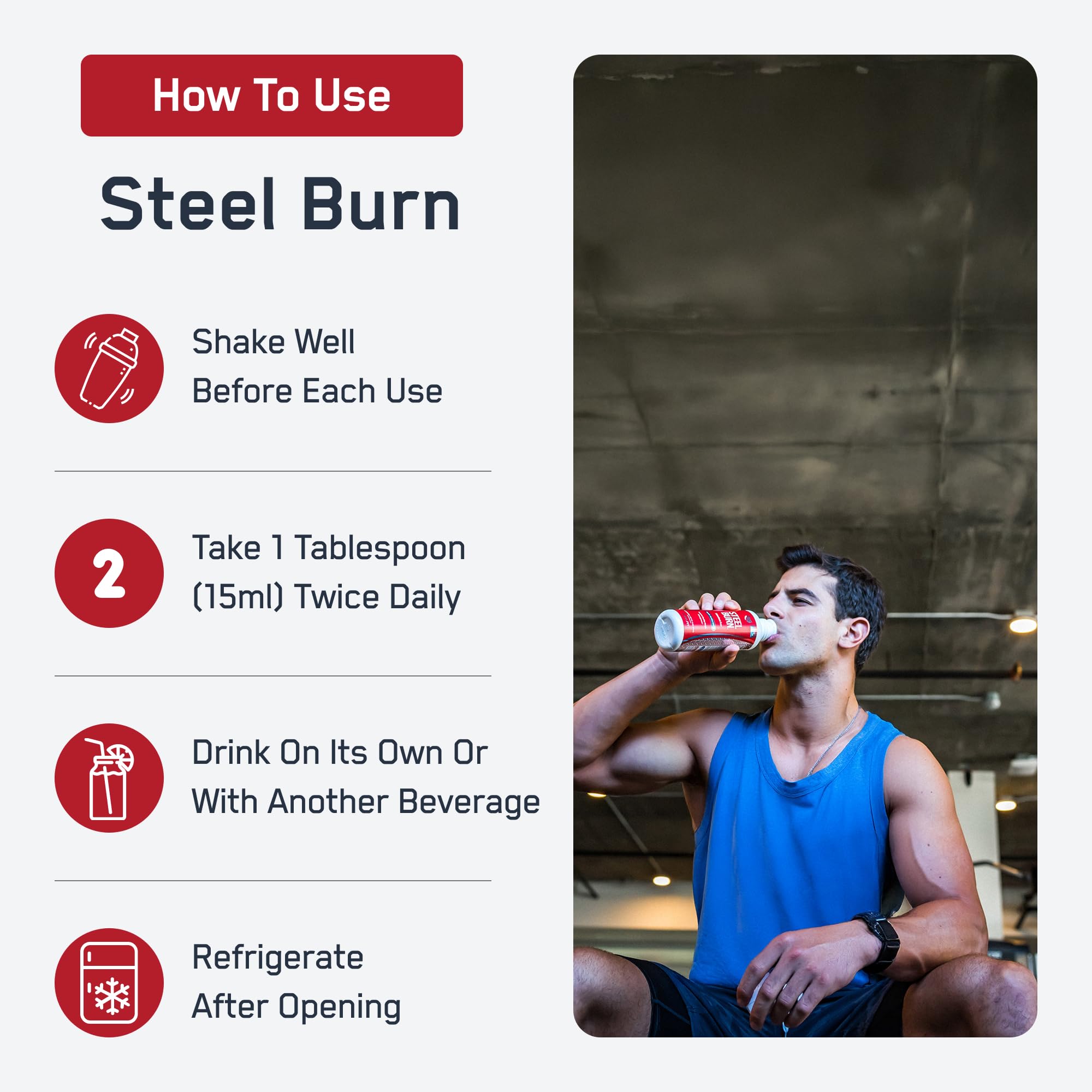 SteelFit Steel Burn servido en vaso con agua demostrando fácil consumo diario
