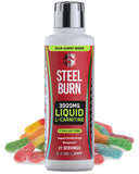 SteelFit Steel Burn vista frontal con botella y beneficio de conveniencia