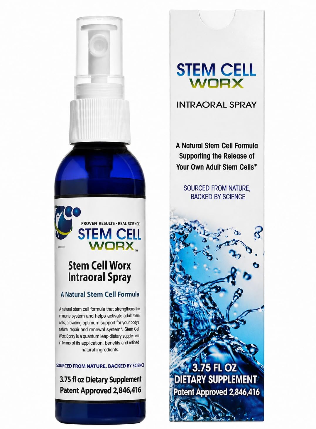 Stem Cell Worx frontal mostrando envase y beneficios visibles