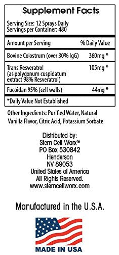 Stem Cell Worx gota del spray ilustrando textura y absorción