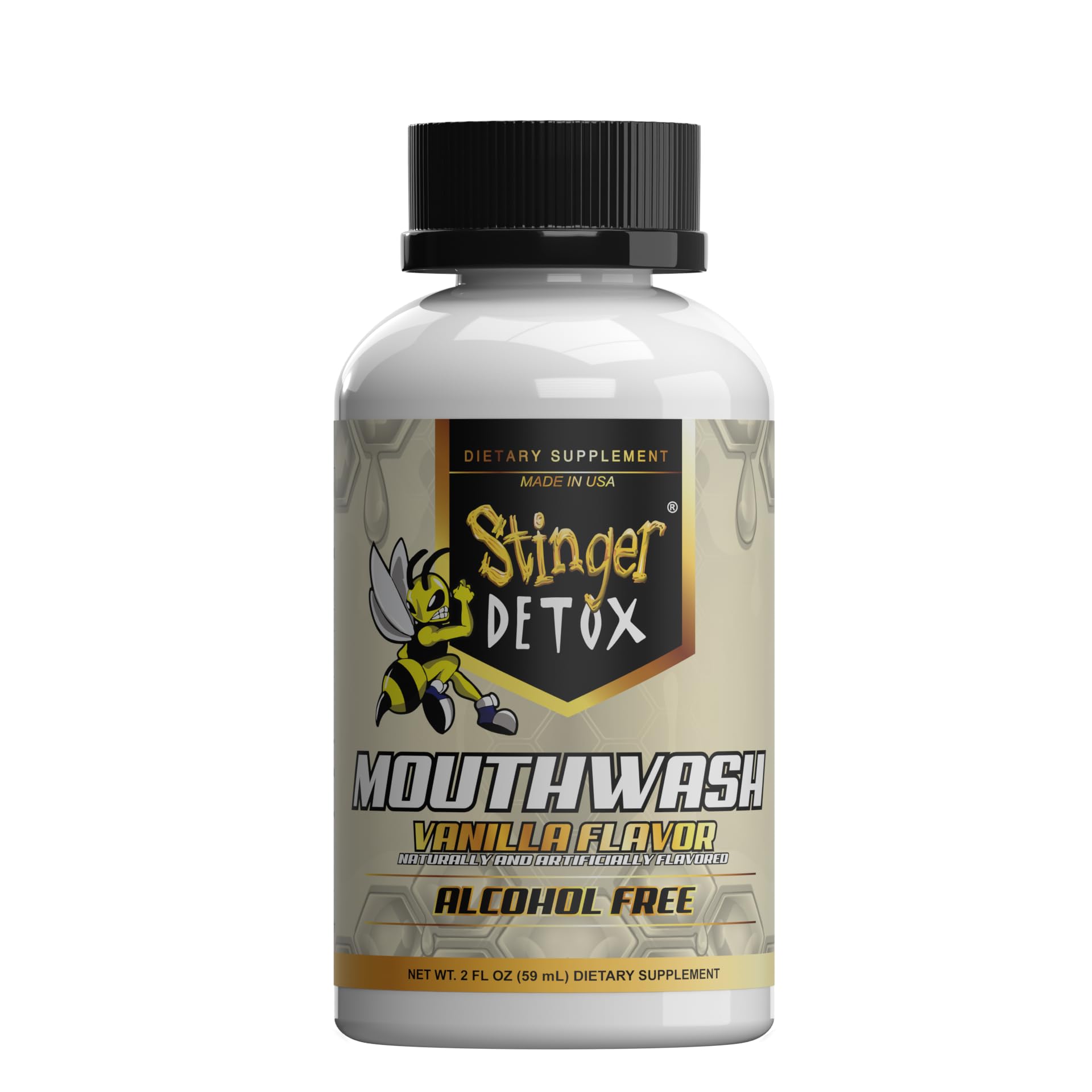 Stinger Detox colutorio frontal, envase compacto y fácil de llevar