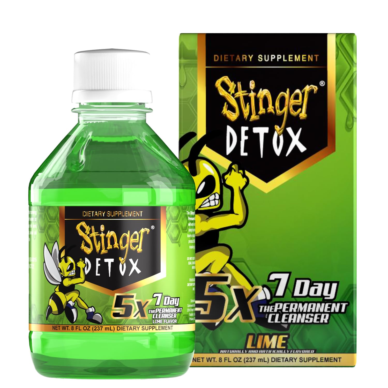 Stinger Detox botella frente mostrando etiqueta y beneficio de apoyo desintoxicante