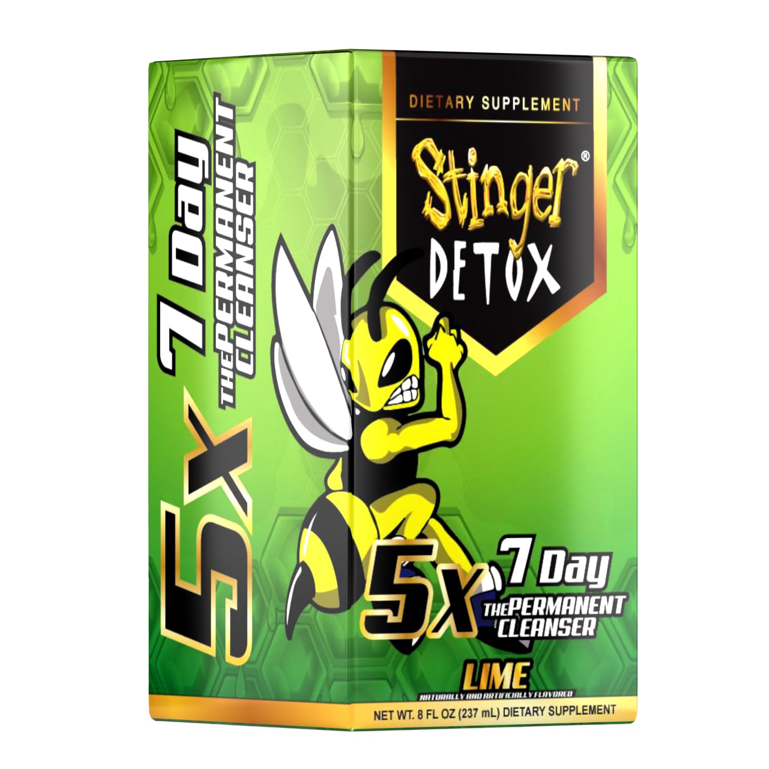 Stinger Detox detalle textura del líquido lima enfatizando concentración y pureza