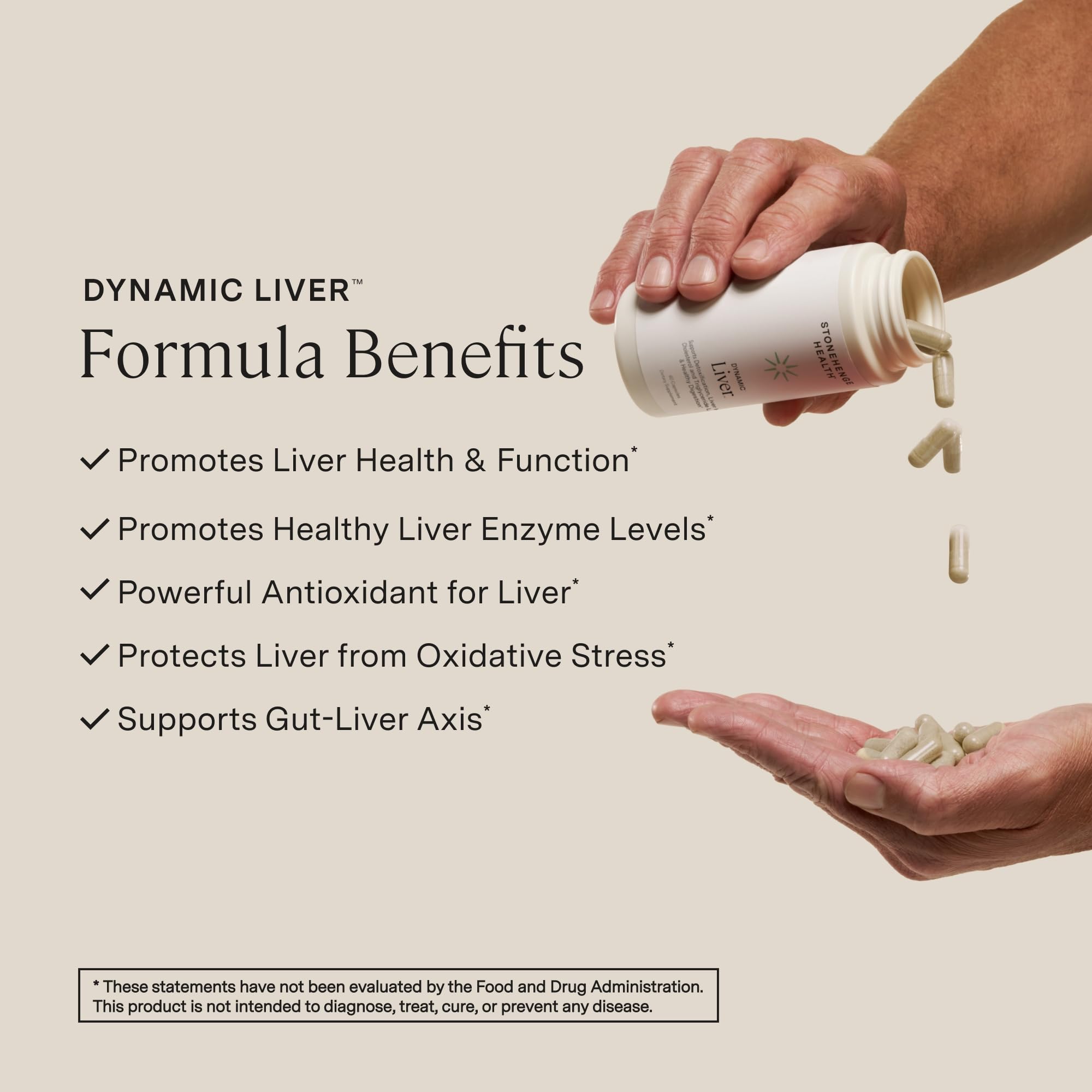 Stonehenge Health detalle de etiqueta con ingredientes y certificaciones visibles