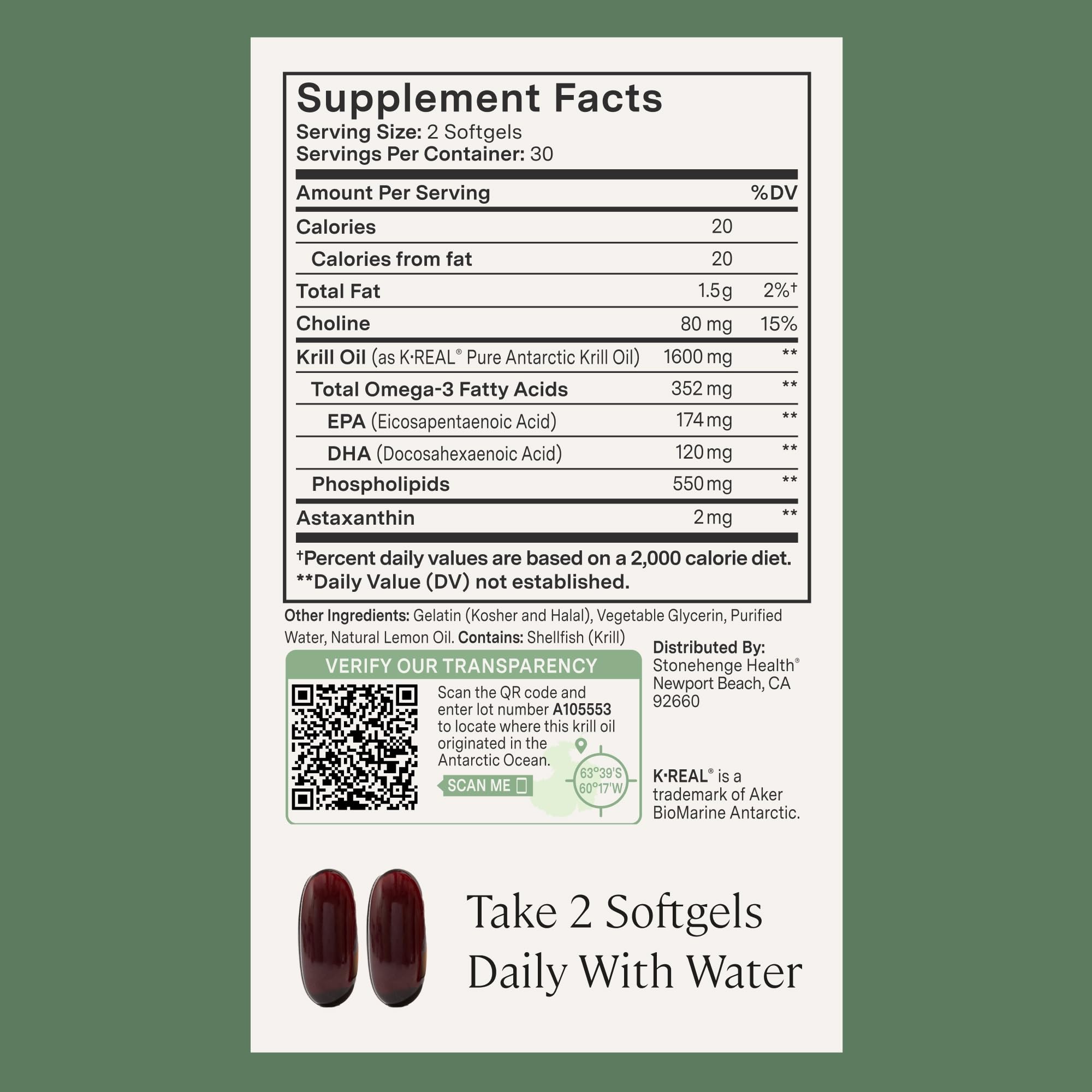 Stonehenge Health etiqueta con información nutricional y pureza garantizada