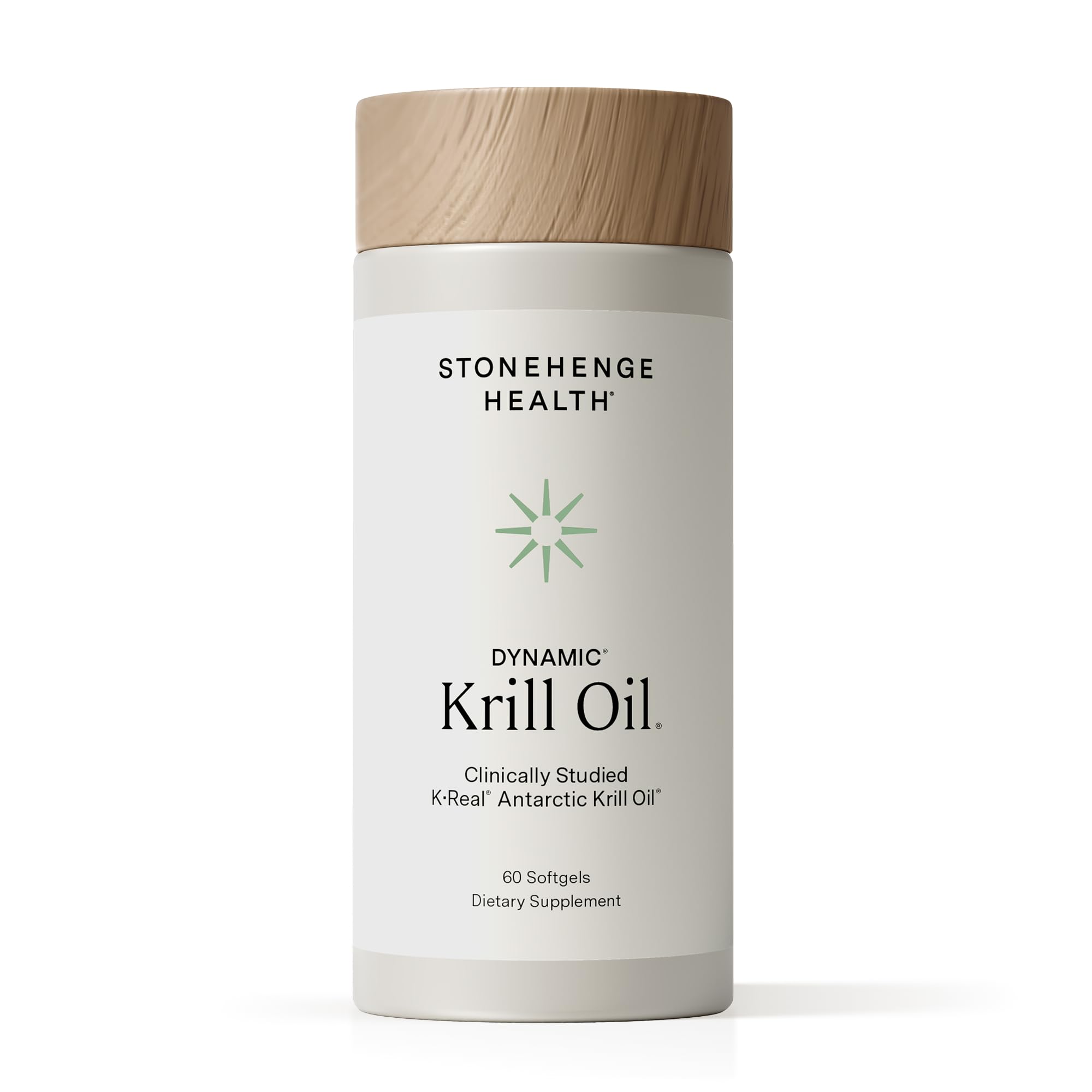Stonehenge Health frasco frontal mostrando etiqueta y beneficio de omega-3