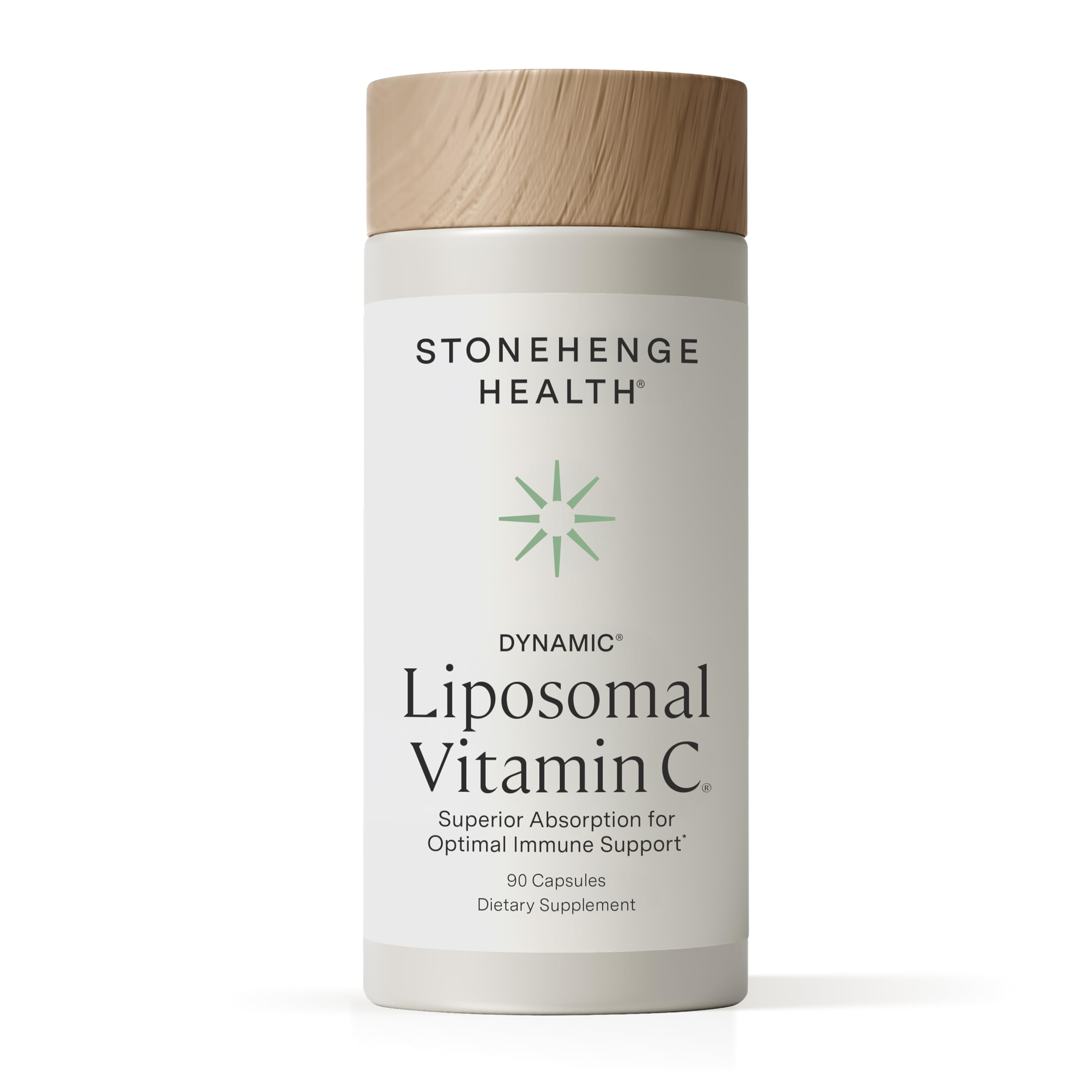 Stonehenge Health frasco frontal mostrando etiqueta y beneficios clave