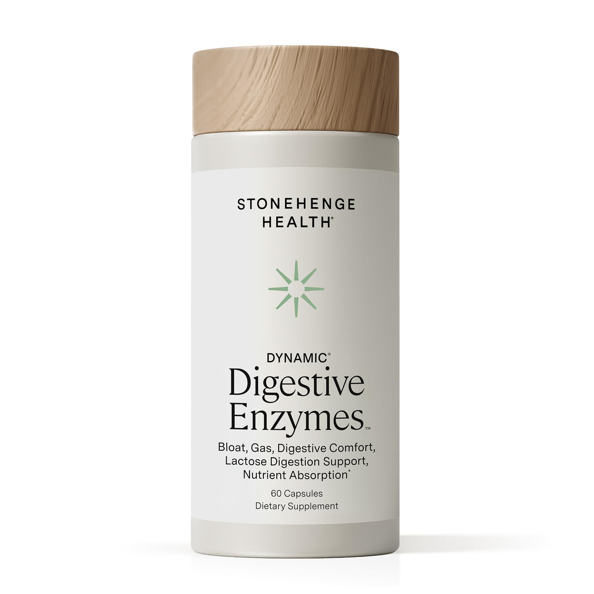 Stonehenge Health frasco frontal mostrando etiqueta y beneficios claros