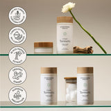Stonehenge Health cúrcuma y jengibre orgánico juntos representando origen natural