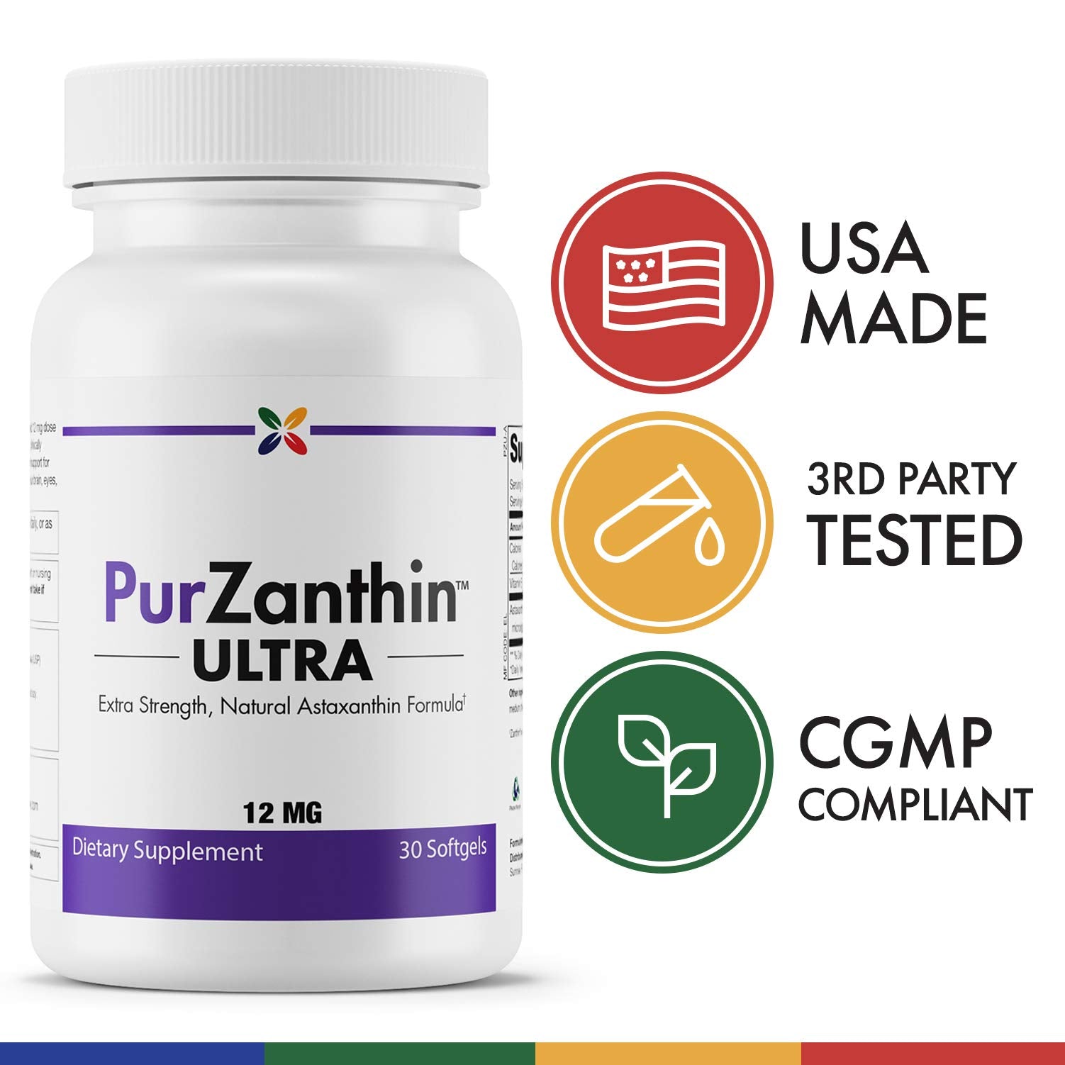 Stop Aging Now PurZanthin Ultra cápsula sobre mano para comparar tamaño y conveniencia