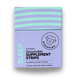 STRIPPIES empaque frontal mostrando 30 tiras y conveniencia para la noche