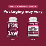 Strong Jaw etiqueta con ingredientes clave y beneficio de transparencia informativa