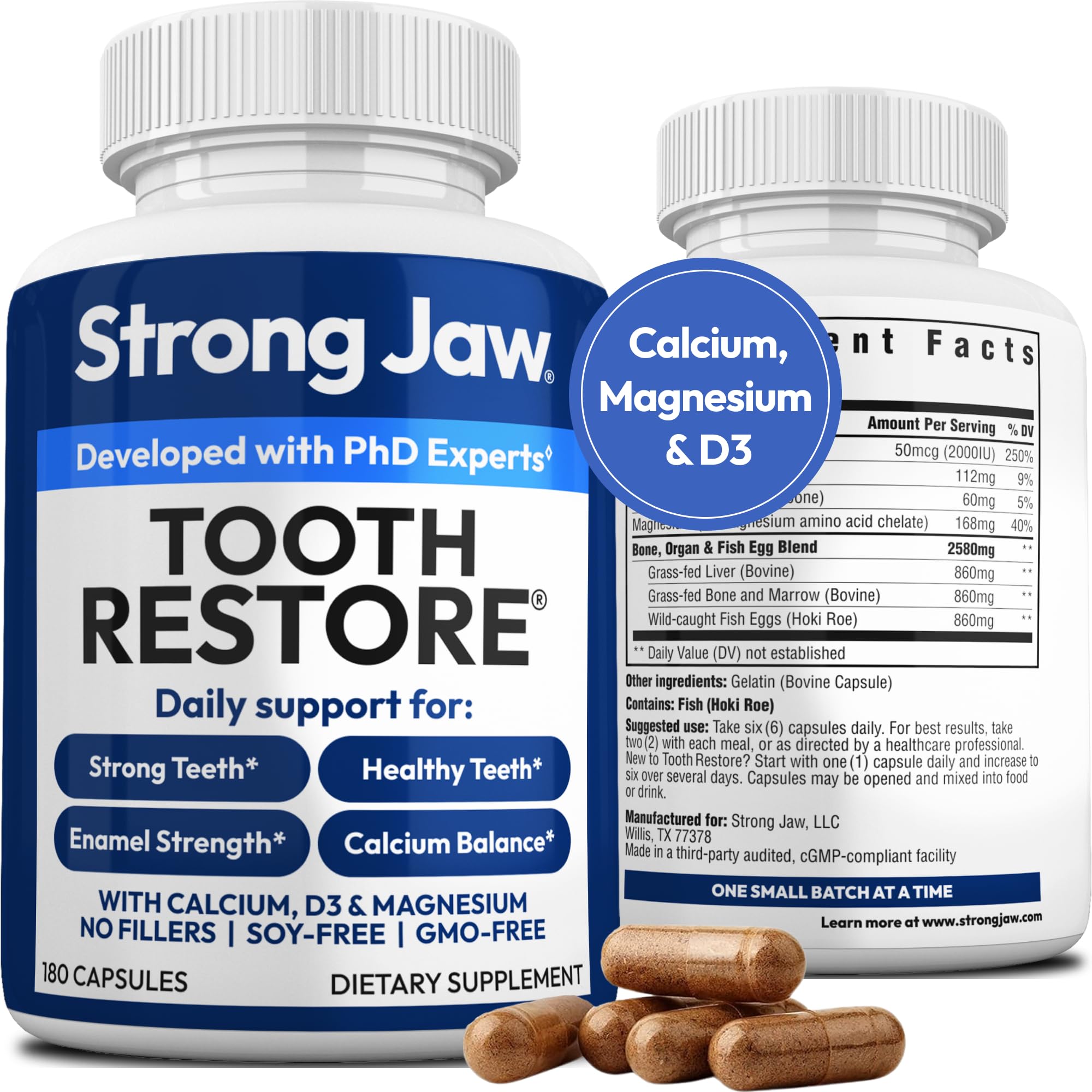 Strong Jaw frente del empaque mostrando cantidad y beneficio remineralizante